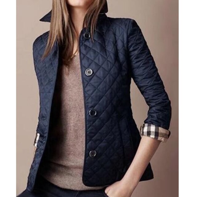 Women’s Quilted Coat – Lightweight – Tailored Fit – Button Front – Hip Length