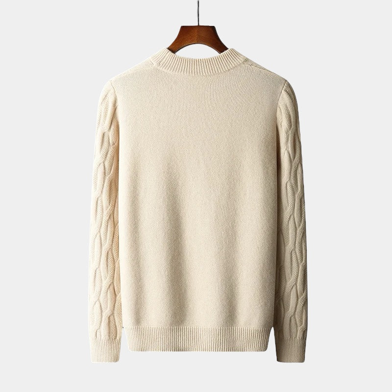 Men’s Sweater – Relaxed Fit – Soft Knit – Cable Knit – Ribbed Crew Neck