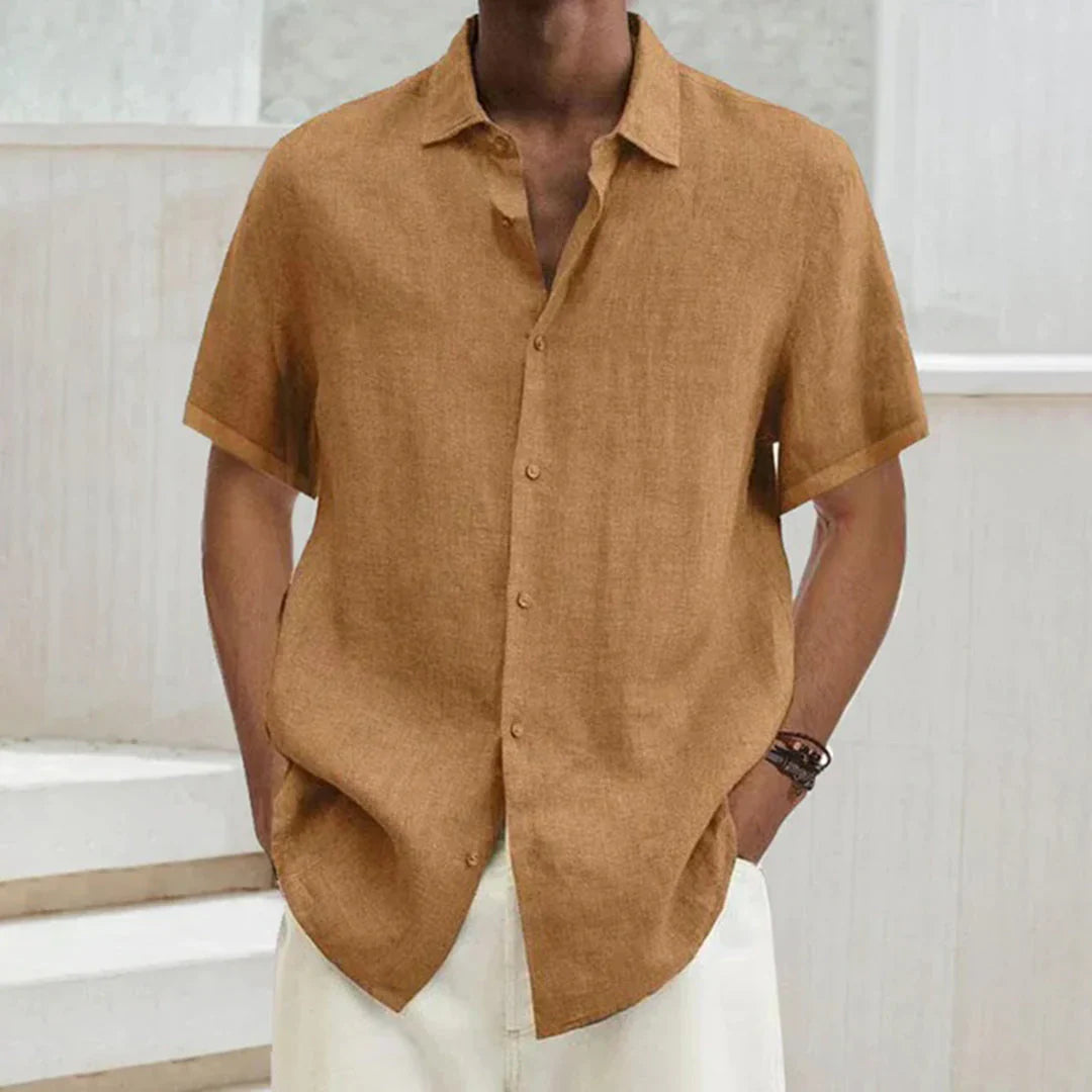 Men’s Button-Up Shirt – Relaxed Fit – Short Sleeve – Breathable Blend – Casual Wear