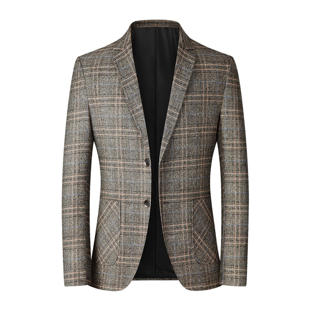Men’s Blazer – Tailored Fit – Breathable Blend – Two-Button – Classic Plaid Pattern