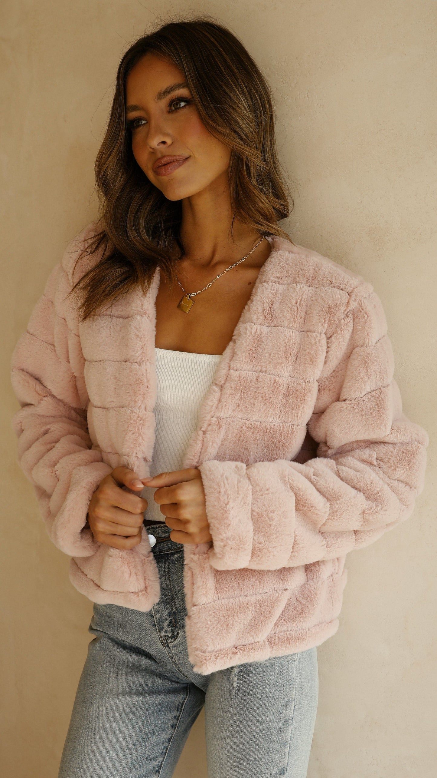 Women’s Crop Jacket – Quilted Texture – Open Front – Structured Fit