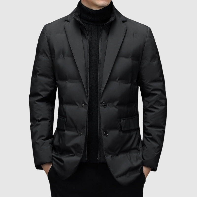 Men’s Padded Jacket – Slim Fit – Quilted – Blazer Style – Hip Length – Water Resistant