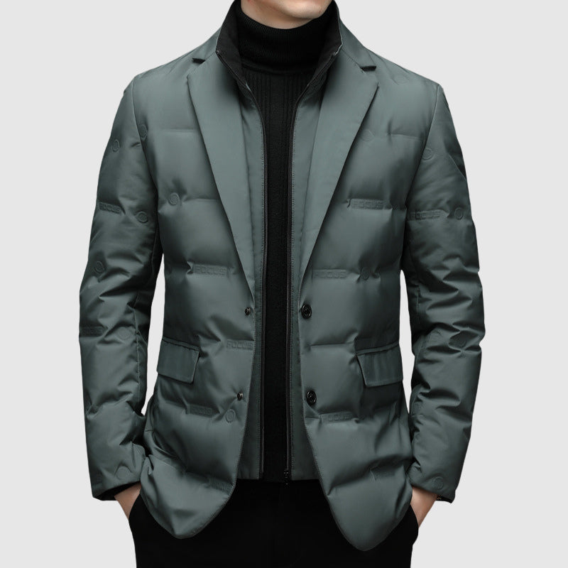Men’s Padded Jacket – Slim Fit – Quilted – Blazer Style – Hip Length – Water Resistant