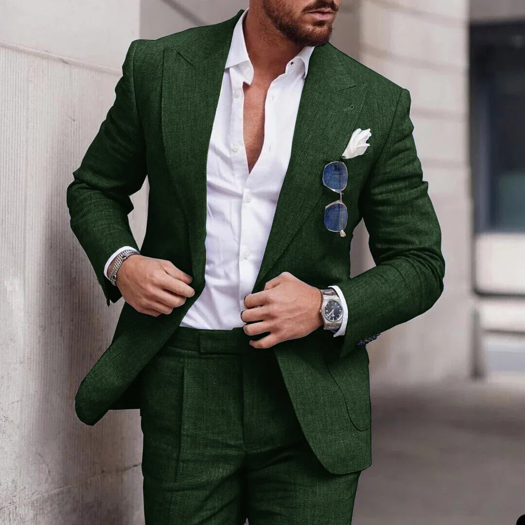 Men’s Suit – Linen Two-Piece Set – Tailored Fit – Single Breasted – Formal Wear