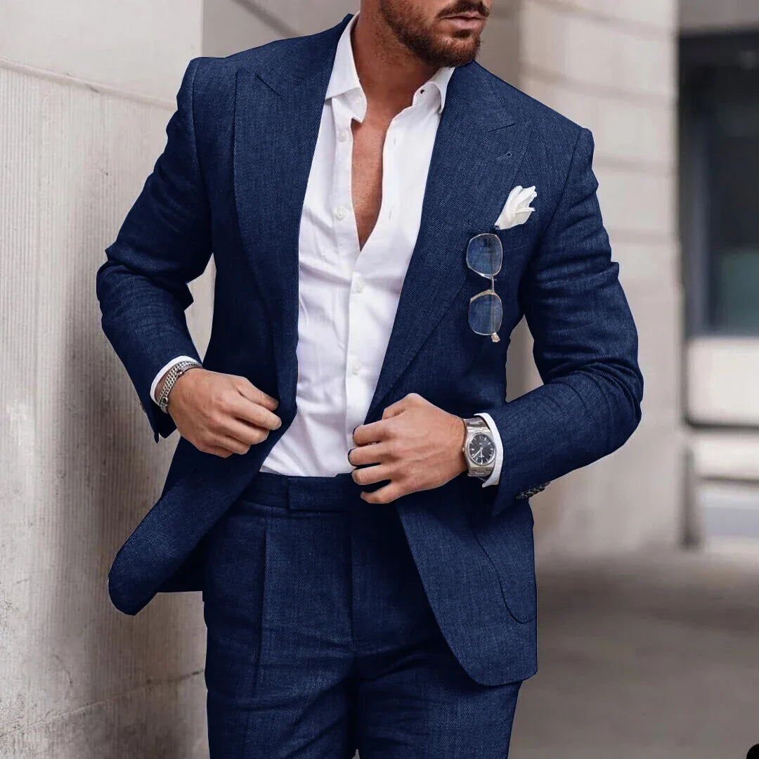 Men’s Suit – Linen Two-Piece Set – Tailored Fit – Single Breasted – Formal Wear