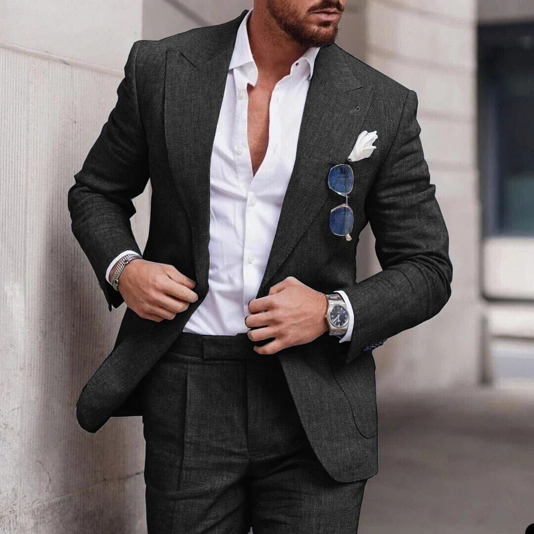 Men’s Suit – Linen Two-Piece Set – Tailored Fit – Single Breasted – Formal Wear