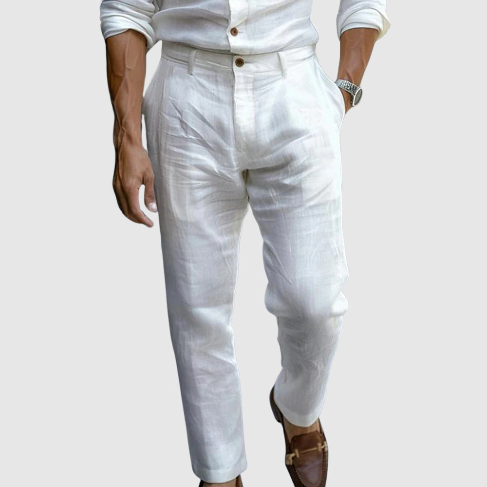 Men’s Pants – Classic Fit – Straight Leg – Flat Front – Breathable Blend Fabric
