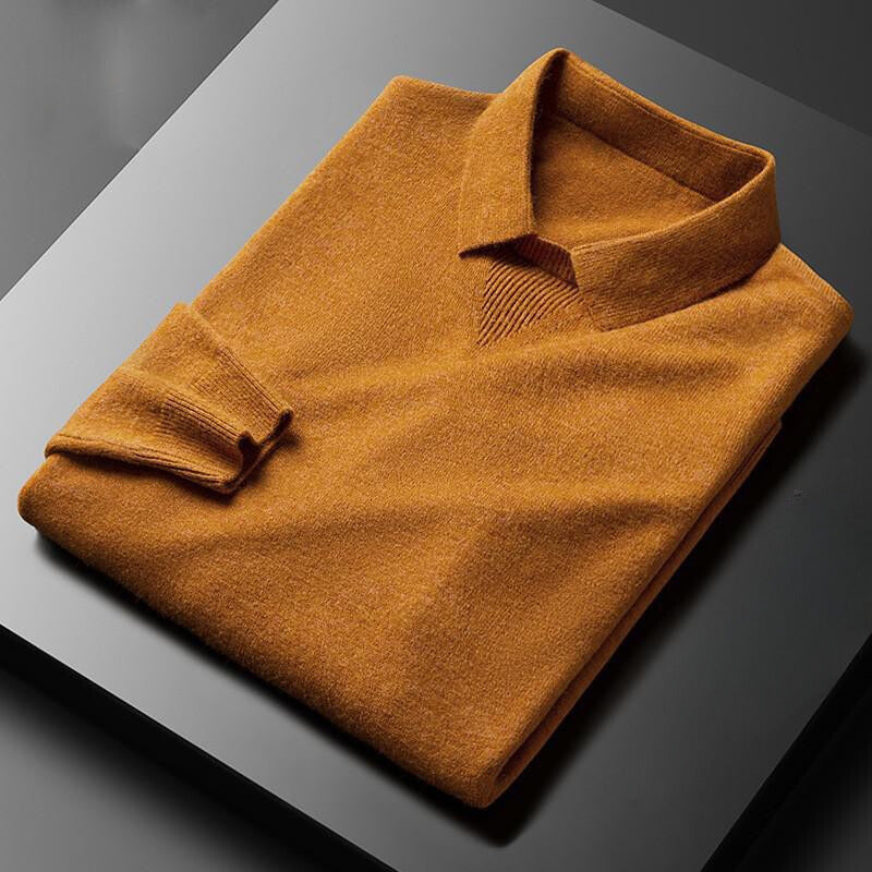 Men’s Sweater – Regular Fit – Soft Knit Luxury Fabric – Classic Collar Ribbed Cuffs