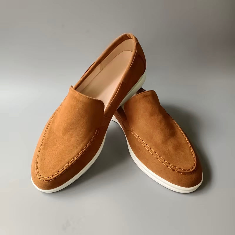 Men’s Loafers – Suede Finish – Slip-On – Moc Toe – Streamlined Fit