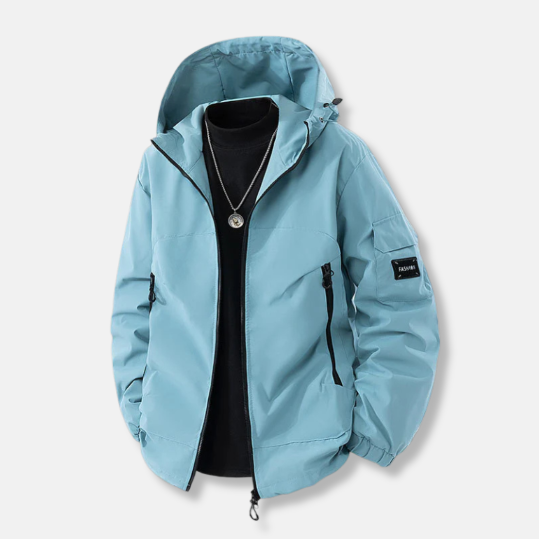 Freddie Hooded Relaxed Fit Windbreaker Jacket | Solid Hip-Length Jacket