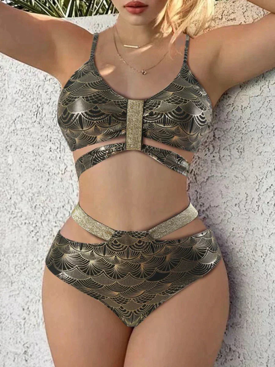 Women’s Bikini Set – Push-Up Top – High Waist – Structured Fit – Luxury Shiny Fabric