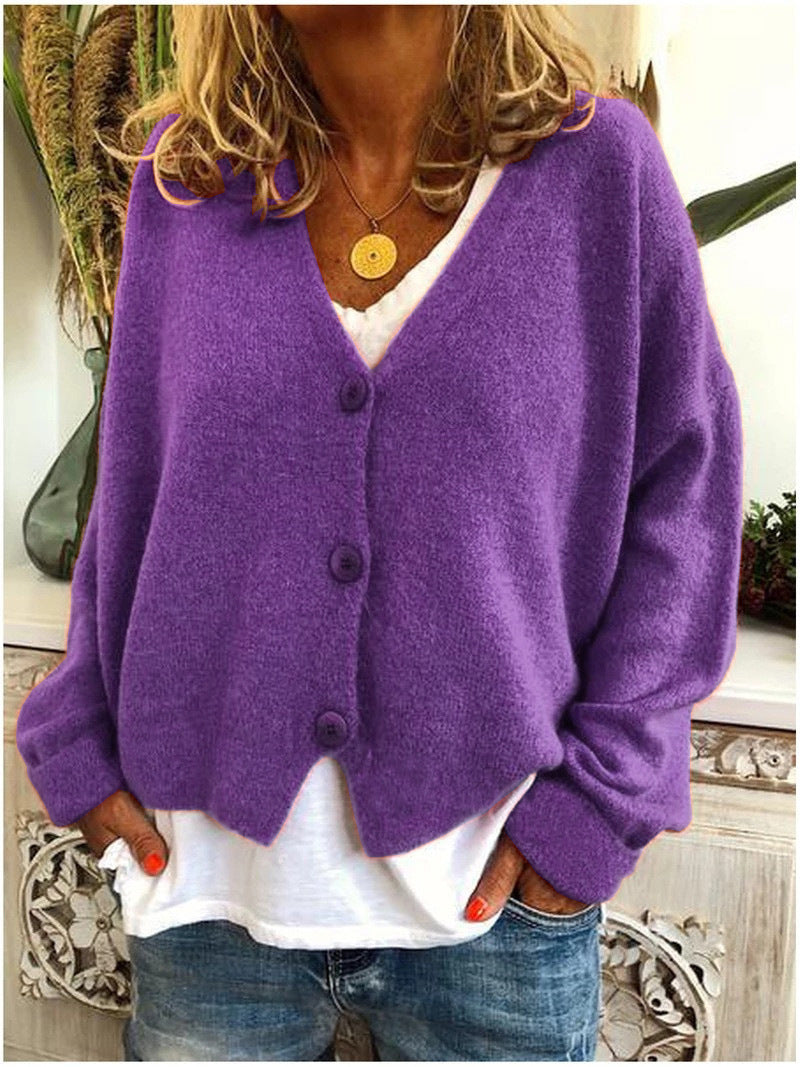 Women’s Cardigan – Soft Knit – Relaxed Fit – V-Neck – Button Front – Casual Layering