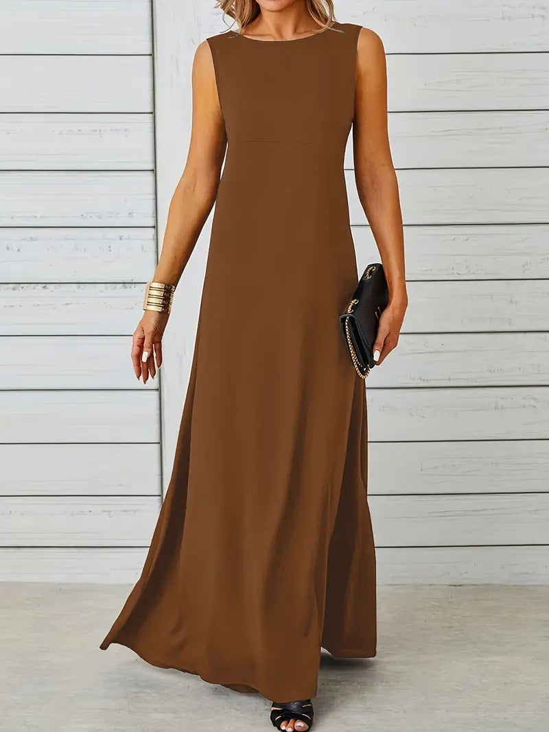 Women’s Mid-Length Dress – Sleeveless – Relaxed Fit – Lightweight Minimalist Style