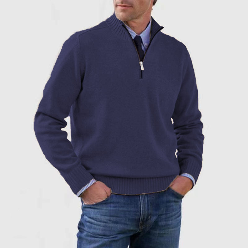 Men’s Half-Zip Sweater – Regular Fit – Ribbed Trim – Smart Casual