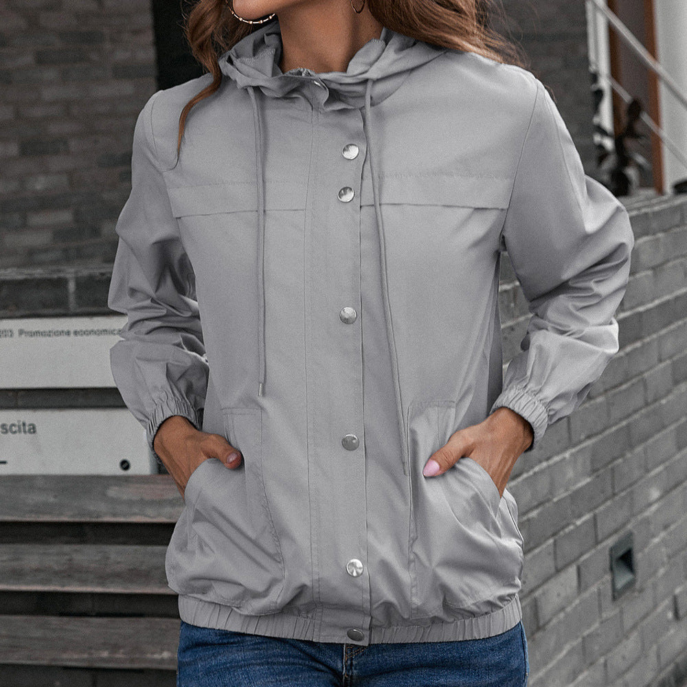 Women’s Outdoor Jacket – Waterproof – Windbreaker – Relaxed Fit – Hooded Zip Front