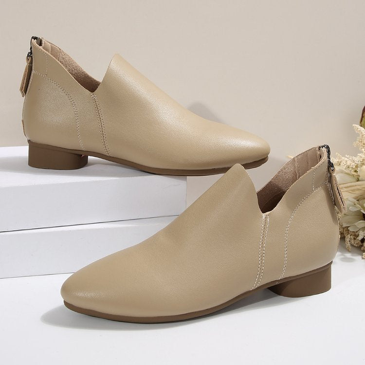 Women’s Ankle Boots – Sleek Pointed Toe – Soft Finish – Back Zipper – Low Heel