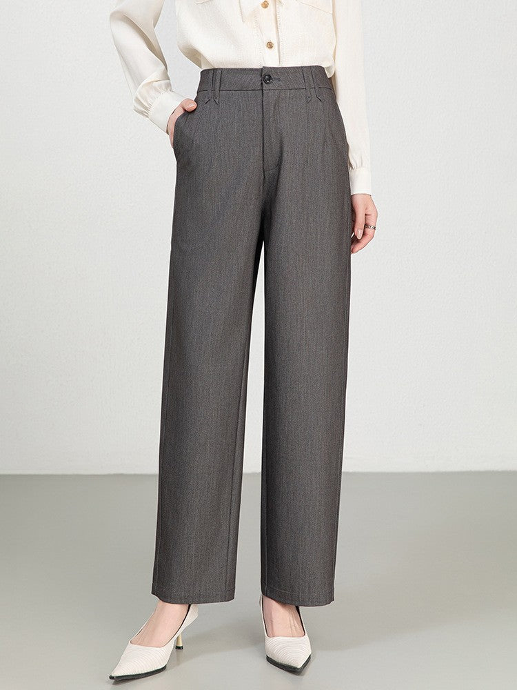 Women’s Wide-Leg Trousers – High Waist – Pleated Front – Soft Denim Look – Full Length