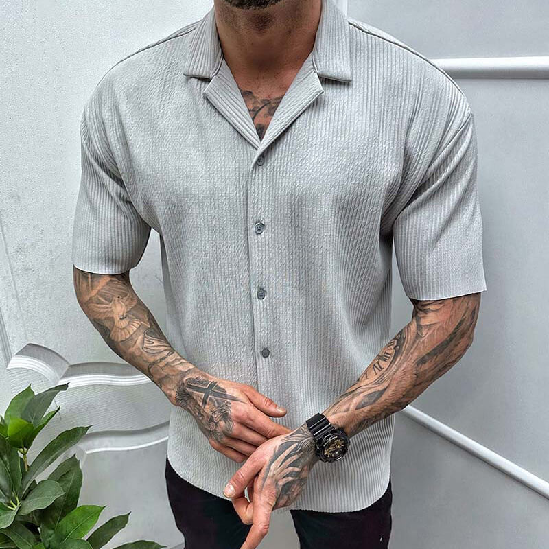 Men’s Short Sleeve Shirt – Regular Fit – Breathable Blend – Button Down Casual Wear