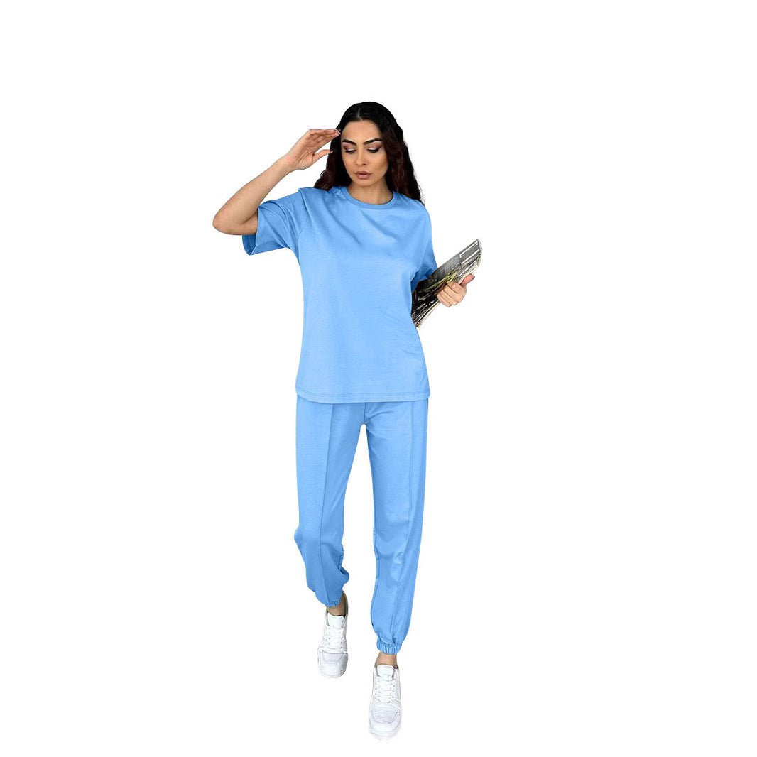 Women’s Pullover Set – Cotton Blend – Relaxed Fit – Tapered Leg – Casual Wear