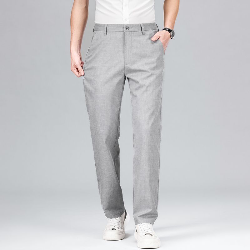 Men’s Straight-Leg Trousers – Relaxed Fit – Breathable Blend – Full Length Casual Style