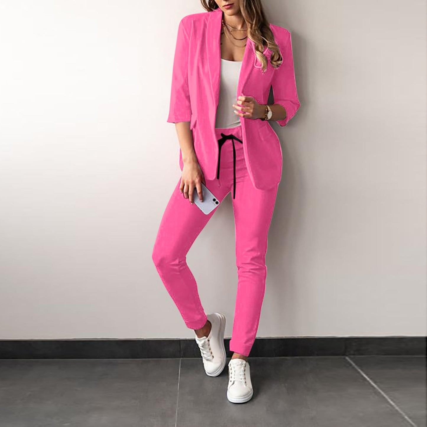 Women’s Two-Piece Set – Tailored Blazer – Slim Fit Pants – Stretch Fabric