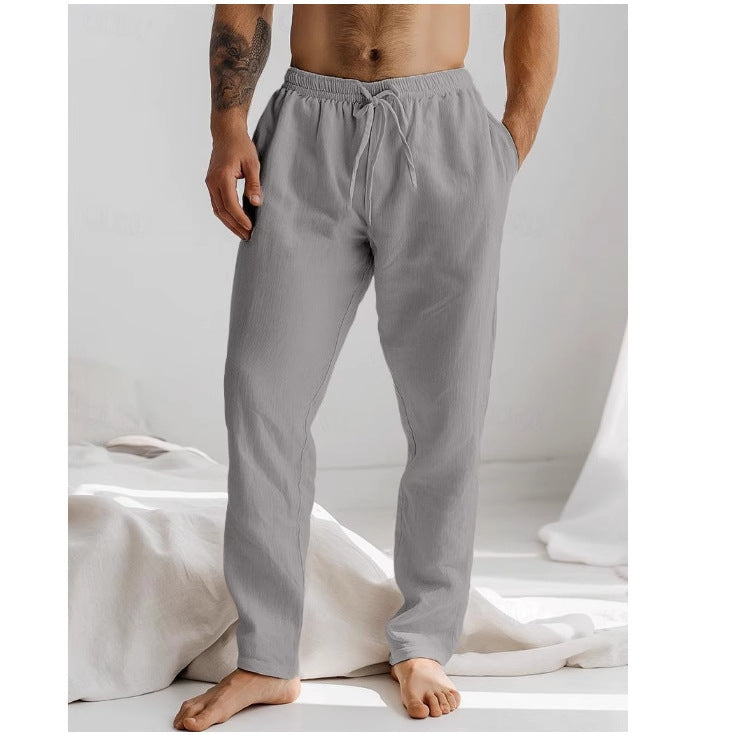 Men’s Linen Pants – Relaxed Fit – Drawstring Waist – Full Length – Side Pockets