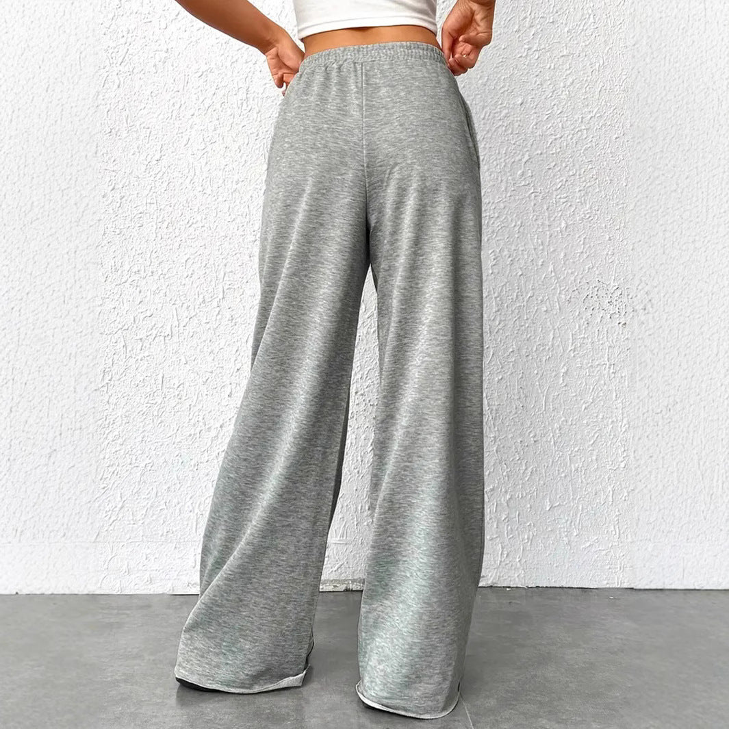 Women’s Wide-Leg Pants – High Waisted – Lightweight Knit – Elastic Waist – Full Length