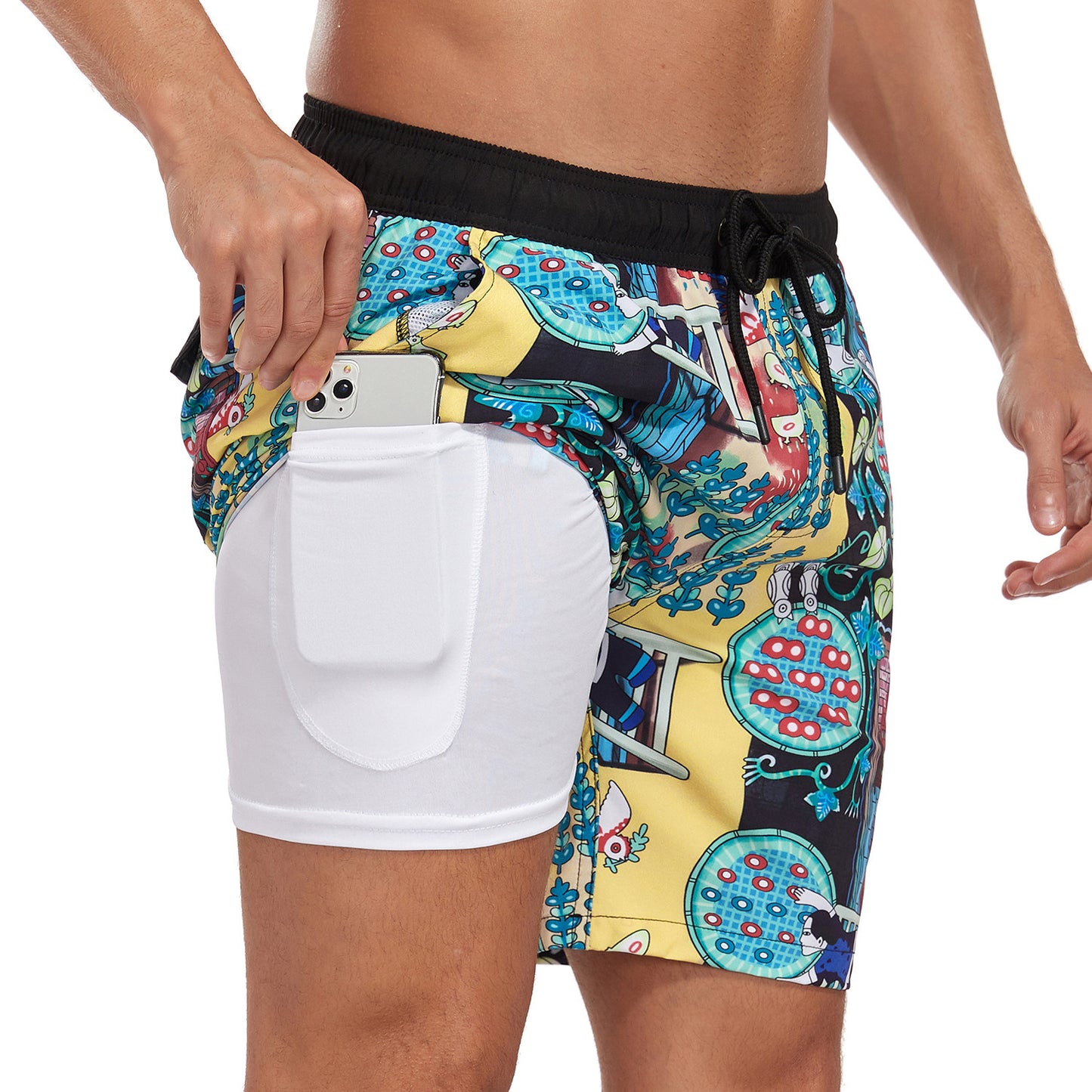 Men’s Swim Trunks – Quick-Dry Breathable Blend – Mid-Thigh Fit – Compression Liner