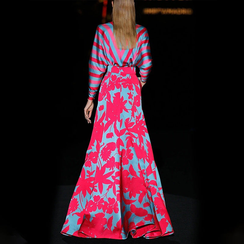 Women’s Maxi Dress - Silk Satin - Relaxed Flowing Fit - Deep V-Neck - Pockets
