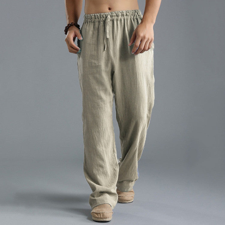 Men’s Trousers – Relaxed Fit – Straight Leg – Elastic Waist – Natural Fibers – Casual Wear