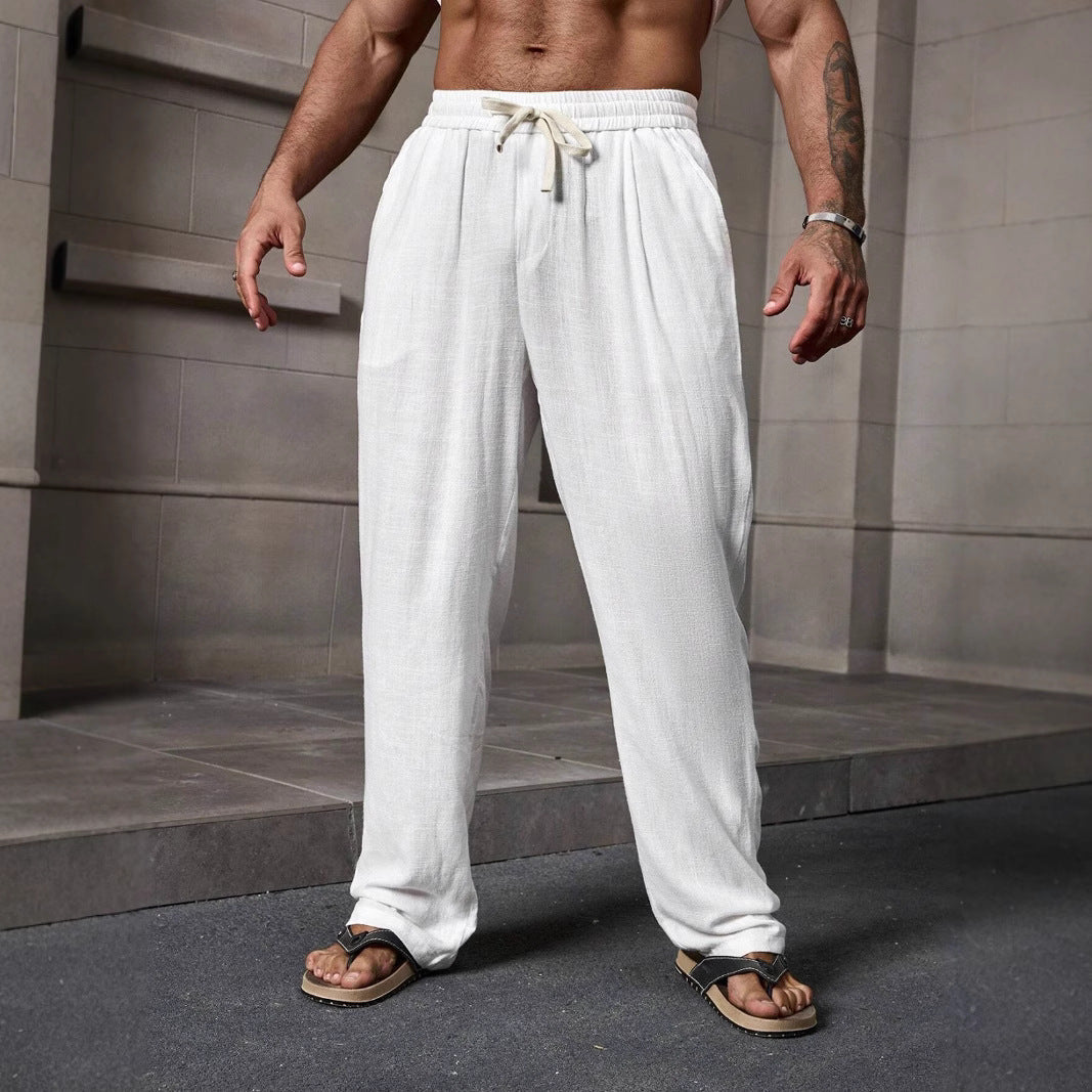 Men’s Casual Pants – Loose Fit – Full Length – Elastic Waist – Breathable Blend