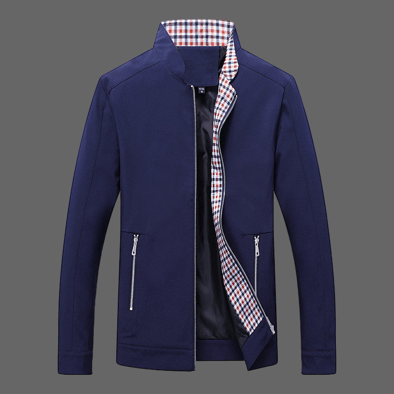 Men’s Jacket – Loose Fit – Stand Collar – Full Zip – Cotton Blend Lining – Zipper Pockets