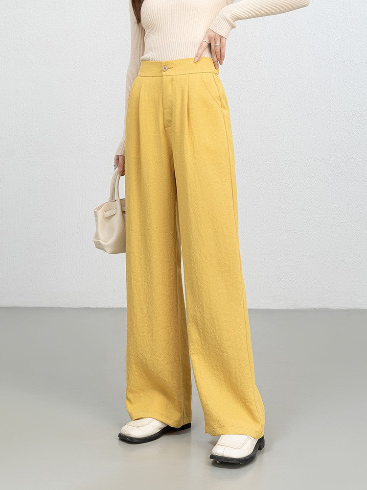 Women’s Wide-Leg Trousers – High Waist – Pleated Front – Soft Denim Look – Full Length