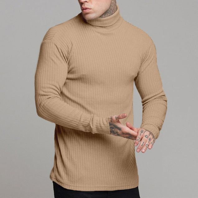 Men’s Turtleneck Sweater – Slim Fit – Ribbed Knit – Long Sleeve Casual Wool Blend