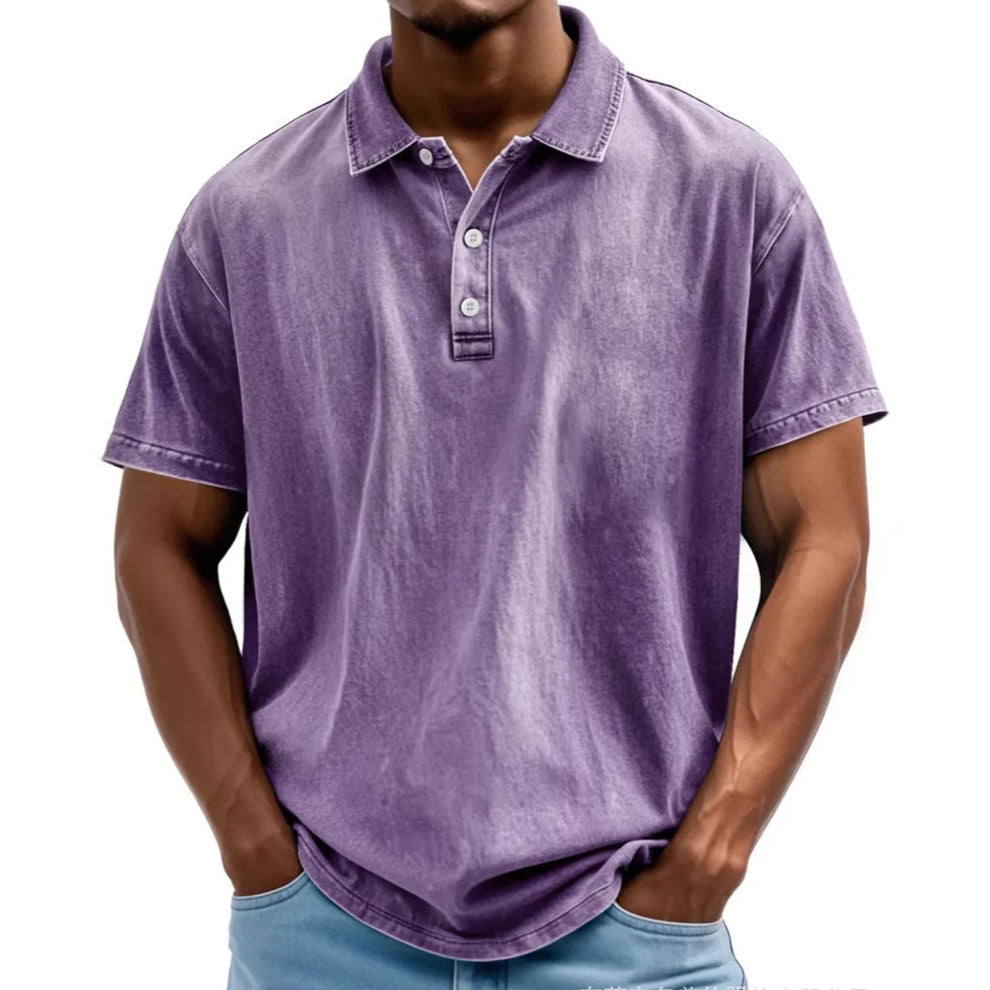 Men’s Polo Shirt – Relaxed Fit – Washed Look – Short Sleeve – Natural Fibers