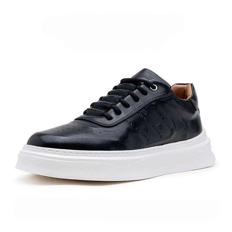 Men’s Low-Top Sneakers – Chunky Platform Sole – Embossed Detail – Lace-Up – Breathable