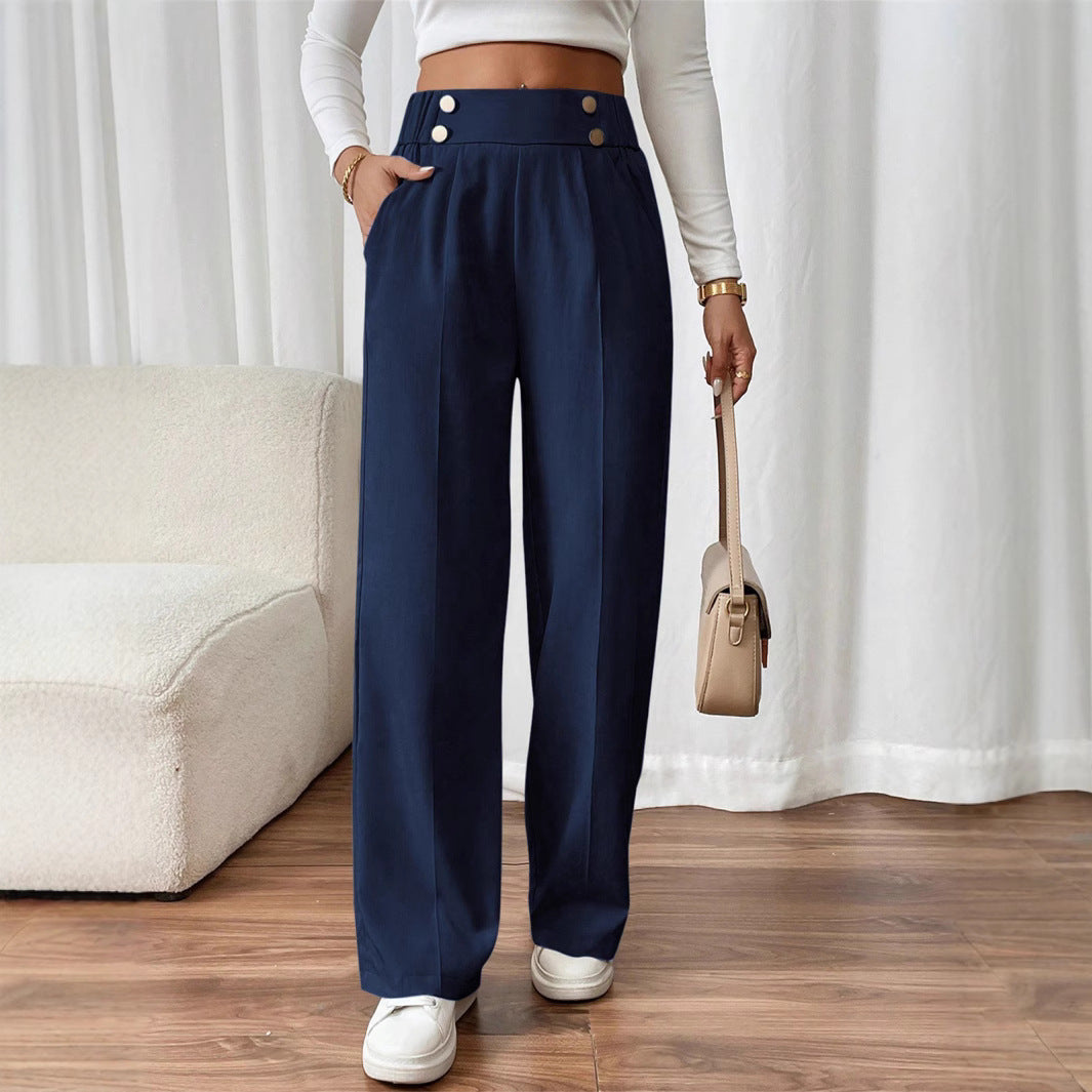 Women's Wide-Leg Trousers - Relaxed Silhouette - High Waist