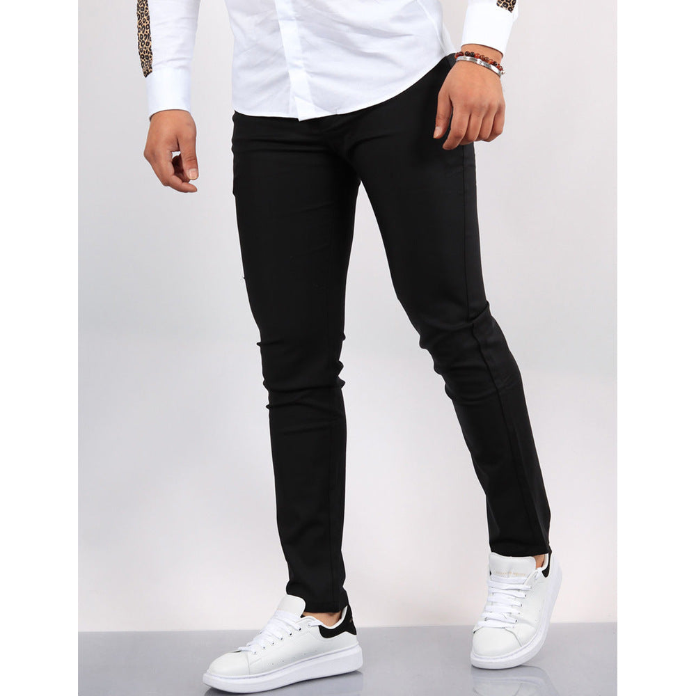 Men’s Dress Pants – Slim Fit – Woven Fabric – Faux Pockets – Full Length Formal Wear
