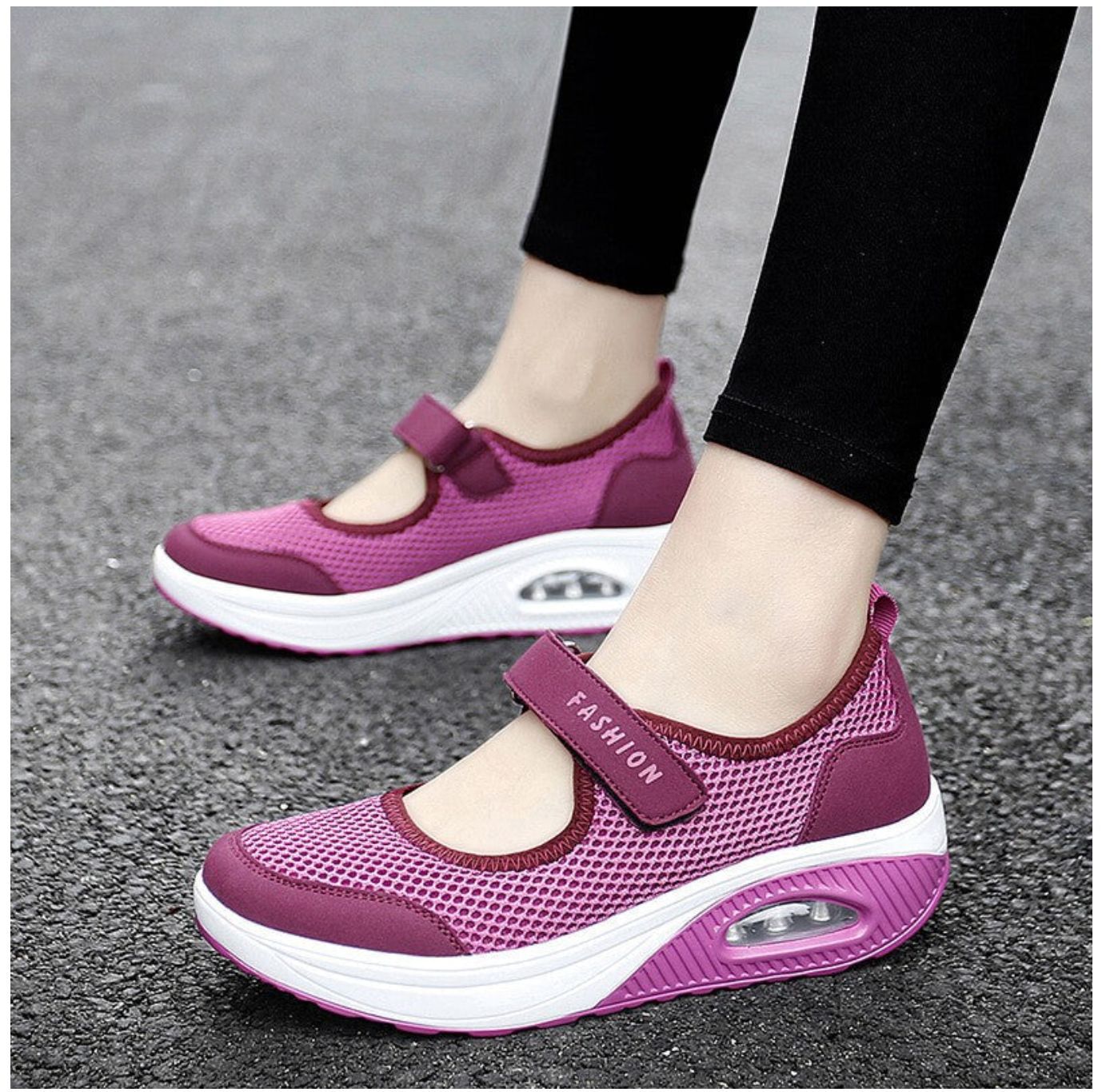 Women’s Velcro Walking Shoes – Breathable Mesh – Air Cushion Sole – Orthopedic Fit