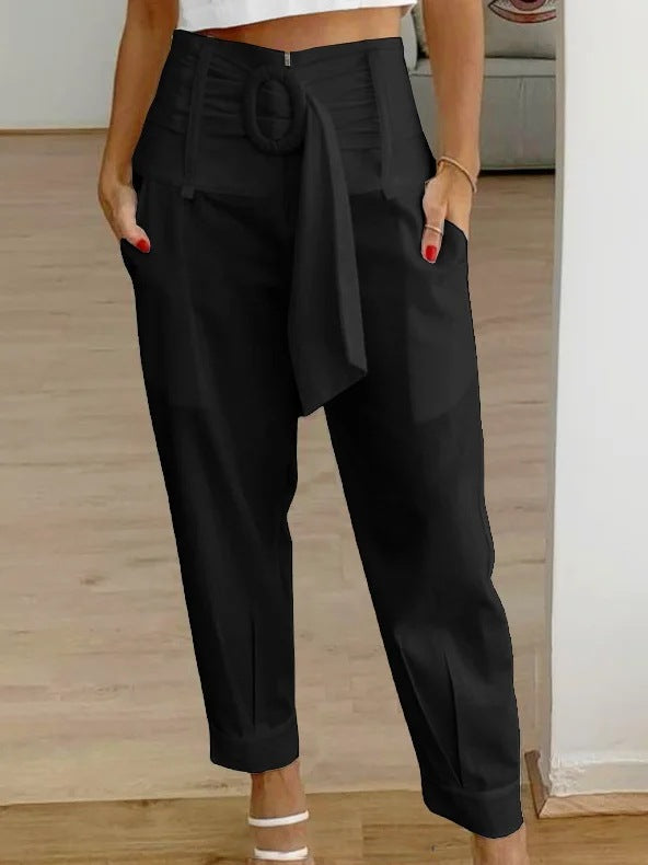 Women’s Tapered Pants – High Waist – Tailored Fit – Pleated Front