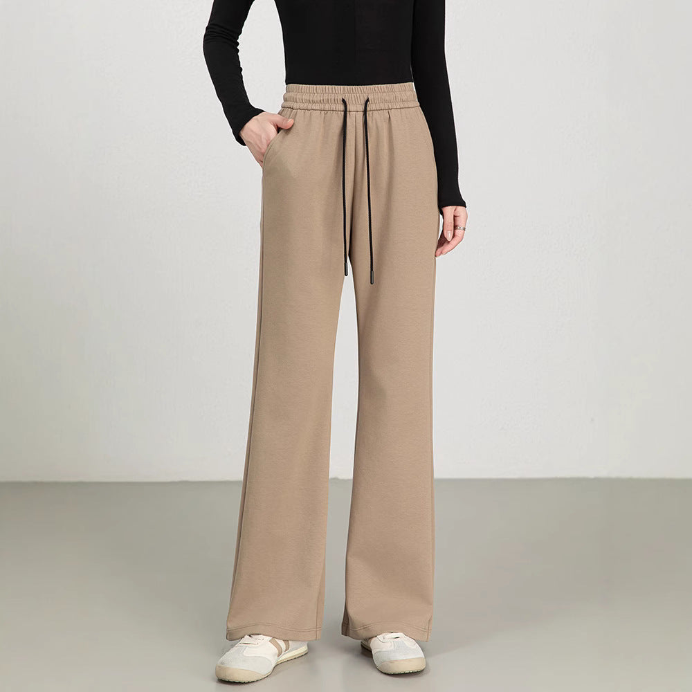 Women’s Flared Pants – High Waist – Cotton Blend – Drawstring – Relaxed Fit