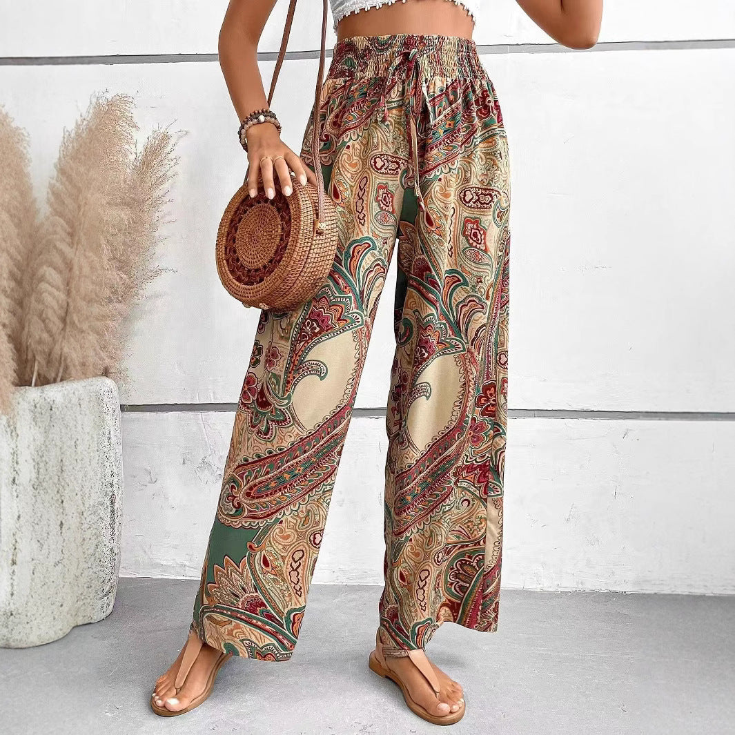 Women’s Wide-Leg Pants – Breathable Blend – Elastic Waist – Flowy Relaxed Fit