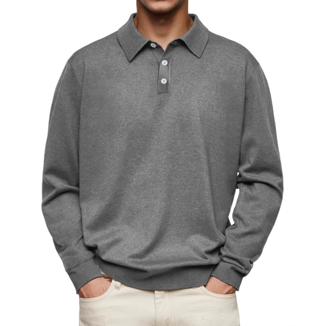 Men’s Polo Shirt – Soft Knit – Relaxed Fit – Long Sleeve Casual Style