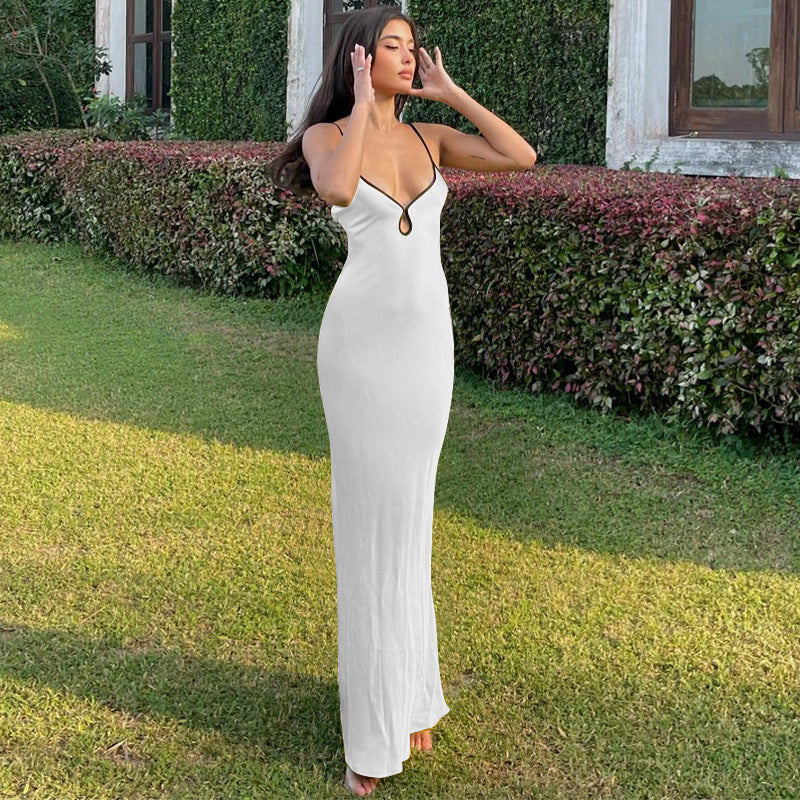 Women’s Slip Dress – Satin – Slim Fit – Spaghetti Straps – Backless Formal Wear