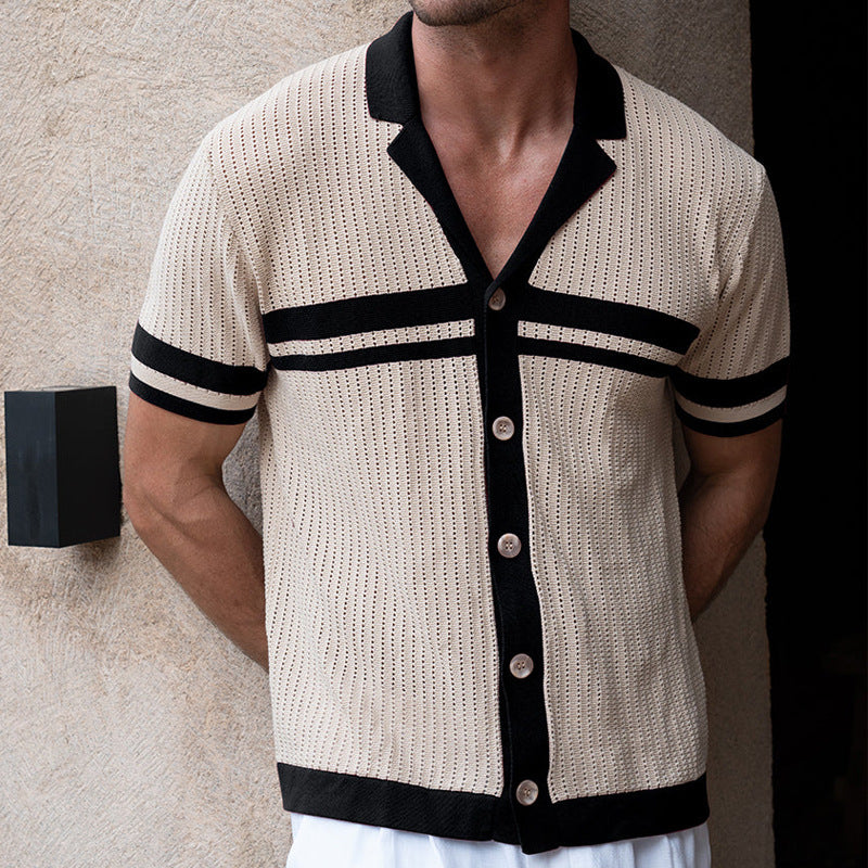 Men’s Knit Polo Shirt – Regular Fit – Soft Knit – Button Front – Short Sleeve