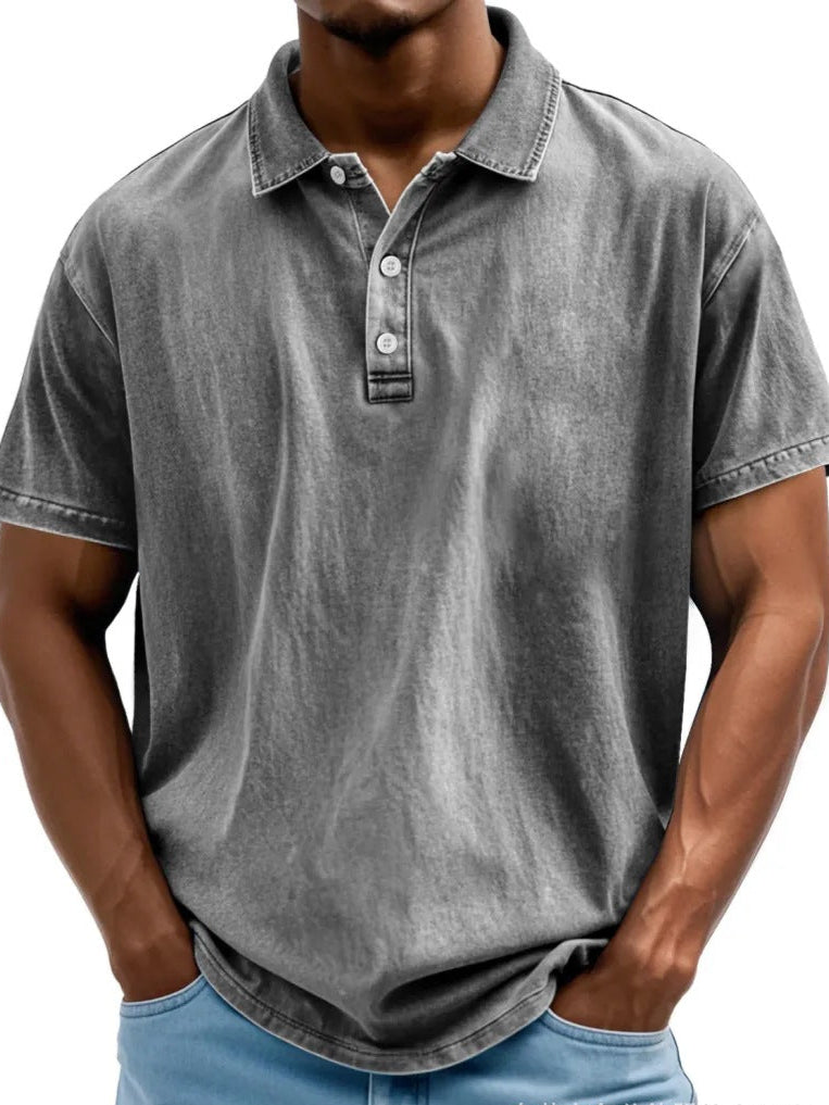 Men’s Polo Shirt – Relaxed Fit – Washed Look – Short Sleeve – Natural Fibers