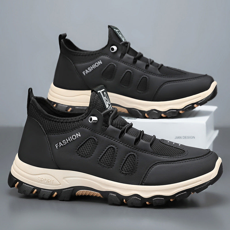 Men’s Trail Hiking Shoes – Breathable Mesh – Synthetic Leather – Rugged Grip Sole