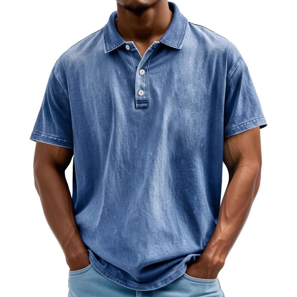 Men’s Polo Shirt – Relaxed Fit – Washed Look – Short Sleeve – Natural Fibers