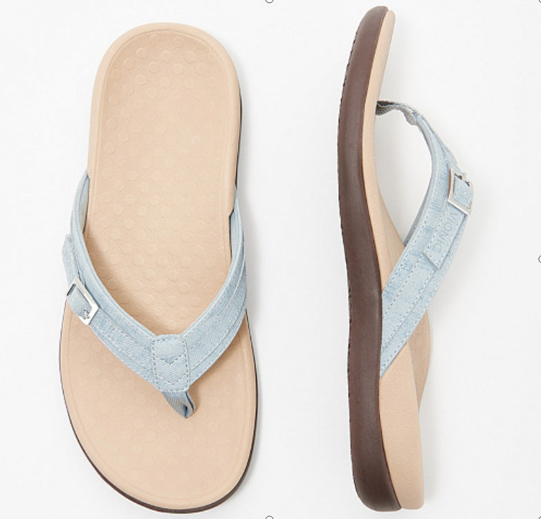 Women’s Orthopedic Sandals – Flat Ergonomic Fit – Thong Style – Adjustable Buckle