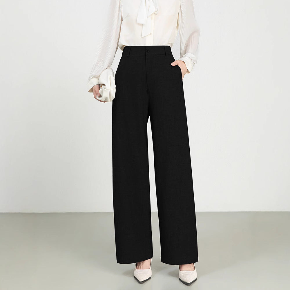 Women’s Wide-Leg Trousers – High Waist – Cotton Wool Blend – Tailored Formal Fit